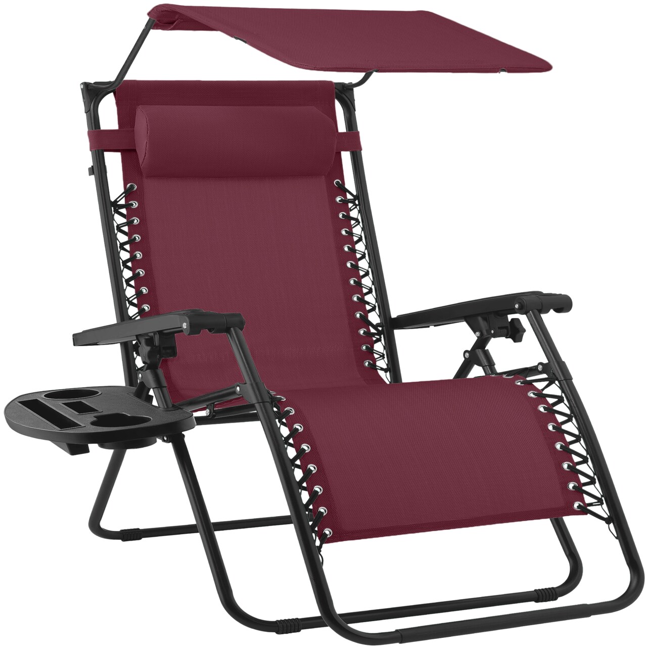 Best Choice Products 30” Extra Wide Folding Zero Gravity Patio Lounge Chair w/Adjustable Canopy Shade
